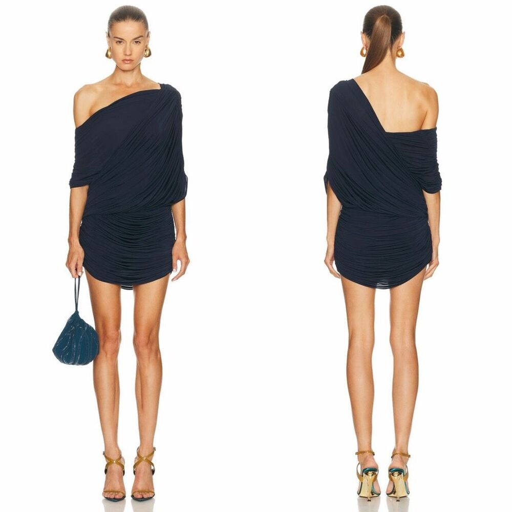 ALEX PERRY Off Shoulder Drape Mini Dress in Marnie Size US 4 $1650